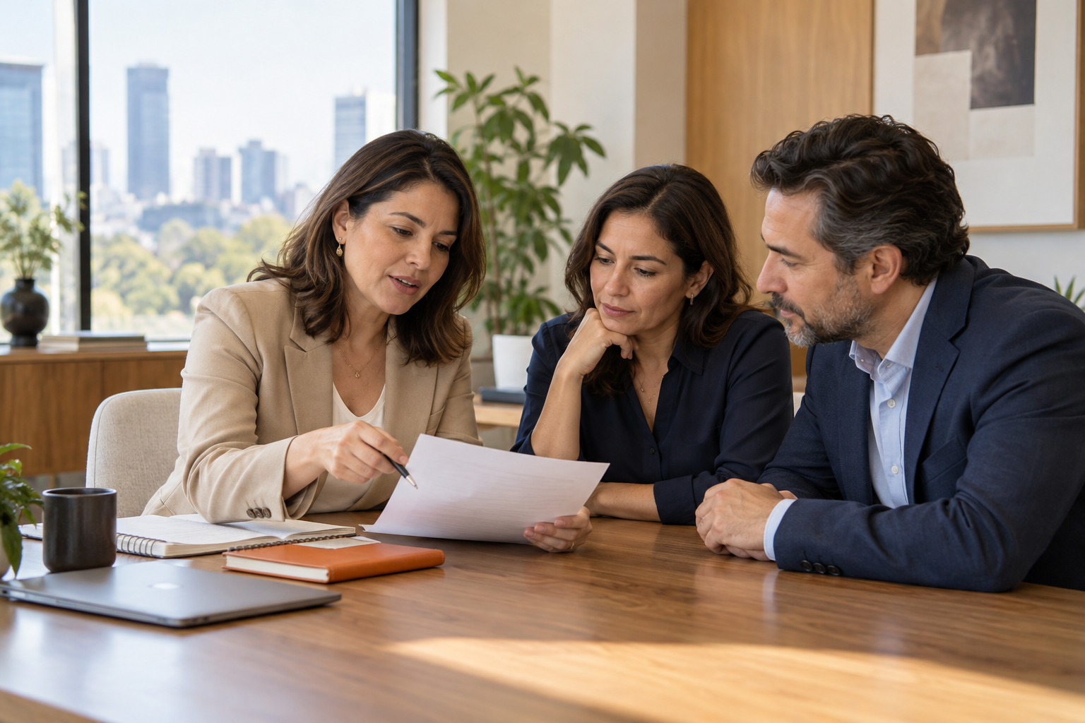 Escena ilustrativa de una reunión de consultoría